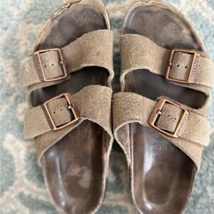 Birkenstock Tan Suede Double Strap Sandals